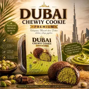 DUBAI CHEWY COOKIE - KUNAFA PISTACIO PREMIUM -TANGAN PERTAMA - DIJAMIN ENAK- Makanan Coklat Enak,Gurih, dan Lezat