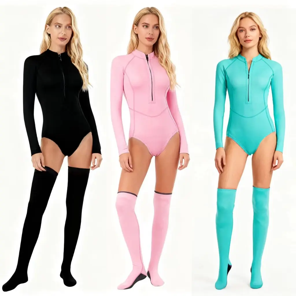 Wanita Baju Selam Bikini 2mm Neoprene Hitam Pink Hijau untuk Surfing Snorkeling Nyaman Hangat Anti UV Dewasa 4 Musim - Air