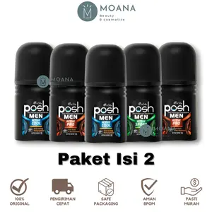 [ISI 2] Posh Men Roll On Deodorant - 50 ml | Anti-Perspirant Deodorant Laki Laki Tidak Lengket dan Tahan Lama