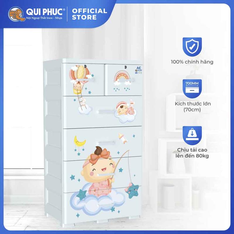 Tủ nhựa AE 5 tầng QUI PHÚC, Tủ đựng quần áo lớn, chắc chắn, phù hợp mọi không gian, dễ lắp ráp