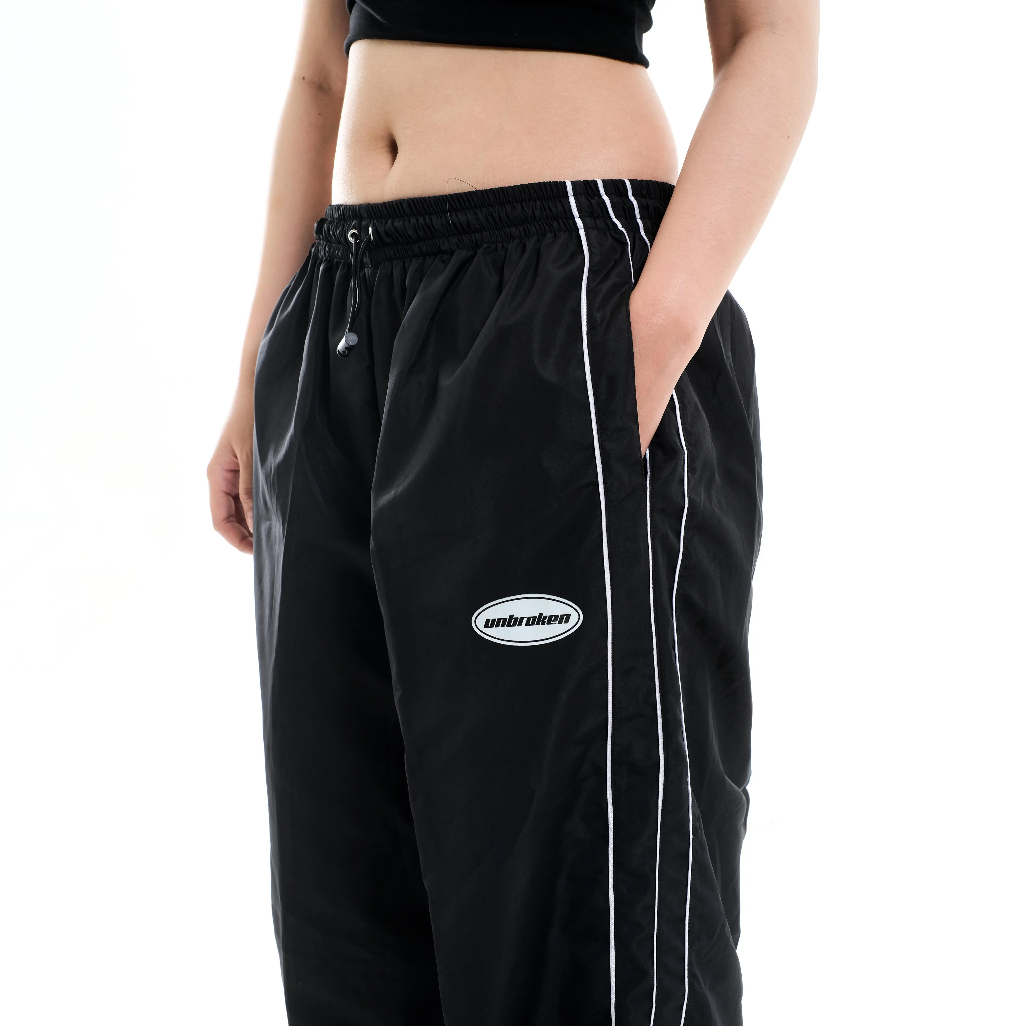 Unbroken Official  Baggy Pants | Three Line | Loose | New Drop Casual outfit celana scena y2k lokal legged trousers panjang sweatpants Pria  Hitam