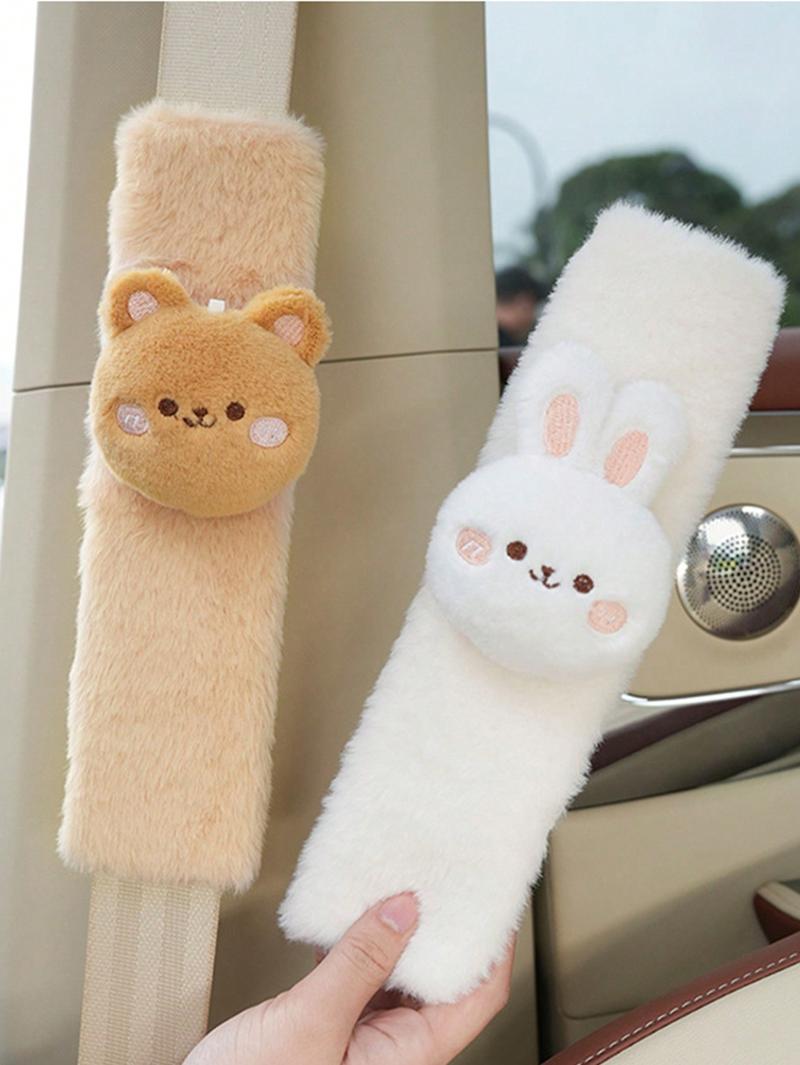 Product Introduction of 2-piece set Cute Cartoon Car Seat Belt Shoulder Protection Plush Bear Rabbit Car Anti Lock Shoulder Cover All Year Round 7