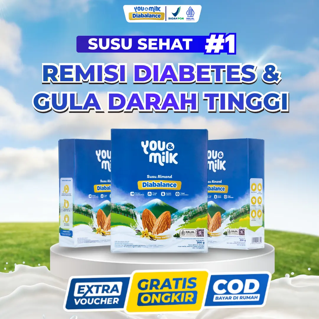[PAKET 3 BOX] You&Milk Diabalance Remisi Diabetes– Super Hemat! Susu Almond Rendah Gula dengan Inulin & Ekstrak Manggis, Bantu Cegah Lonjakan Gula Darah dan Redakan Nyeri Pegal