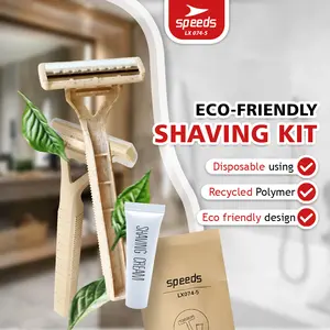 [Produk Spesial] Speeds Shaving Kit Hotel 2 Mata Pisau Cukur Plastik Daur Ulang Praktis Cream Jenggot Kumis Alat Cukur Ramah Lingkungan  LX 074-5