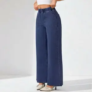 Celana Jeans Loose Wide Leg Plus Size Slack Denim Pants Palazzo Wanita Baffel Jeans