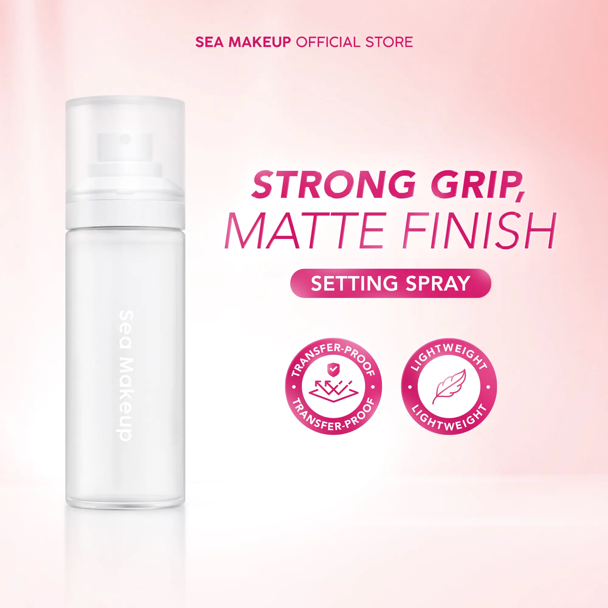 Sea Makeup Lock It Matte Acne Setting Spray dengan Succinic Acid + Resveratrol + Bisabolol - 100ml