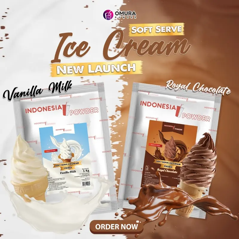[ICE CREAM] Bubuk Soft Serve Ice Cream Premium / Es Krim Premix Premium Quality 1 Kg Rasa Vanilla Milk / Vanila Susu Omura Powder 2