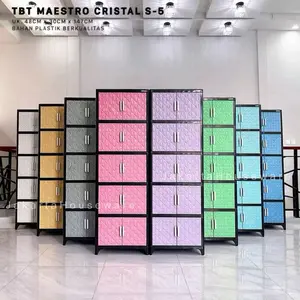 Lemari Tabitha Maestro Crystal Lemari Pakaian Anak Mini Susun Plastik Estetik Serbaguna Susun 2-5 48x30x147cm Anti Air Rayap