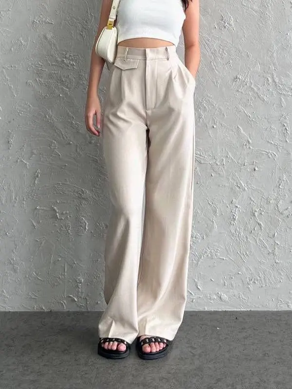 ORO KNIT PANTS Highwaist Loose Pants - Celana Anti Kusut Knit Premium Wanita-Celana kerja wanita highwaist Kulot Panjang
