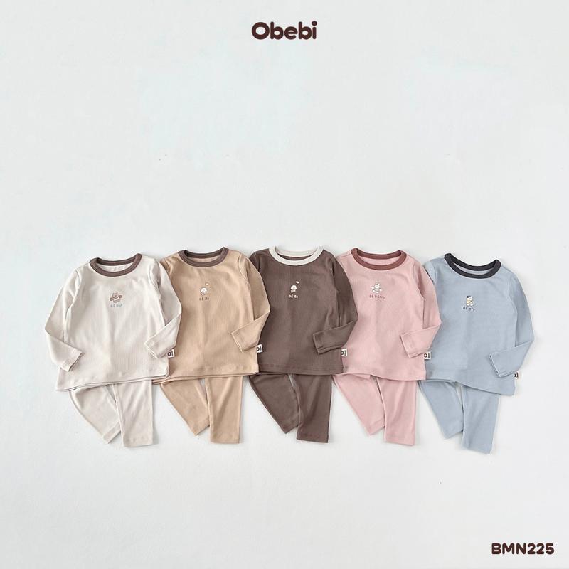 BMN225 Bộ Mặc Nhà Dài Tay Obebi Thu Đông Cho Bé Trai Bé Gái