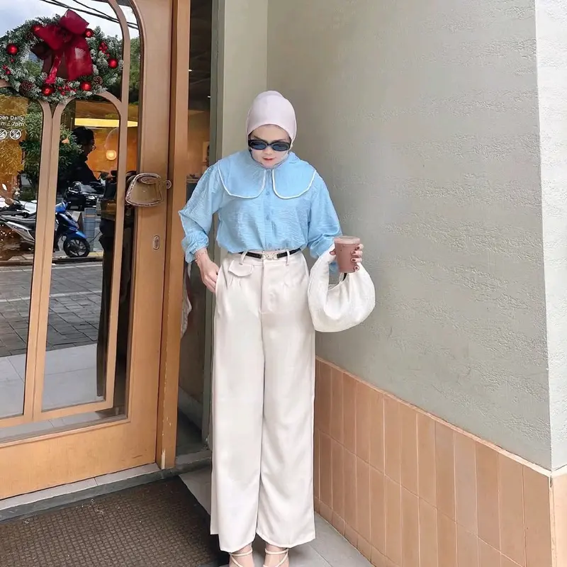Genie Blouse Wanita Layer List Busui Friendly Polo Linen Premium 4