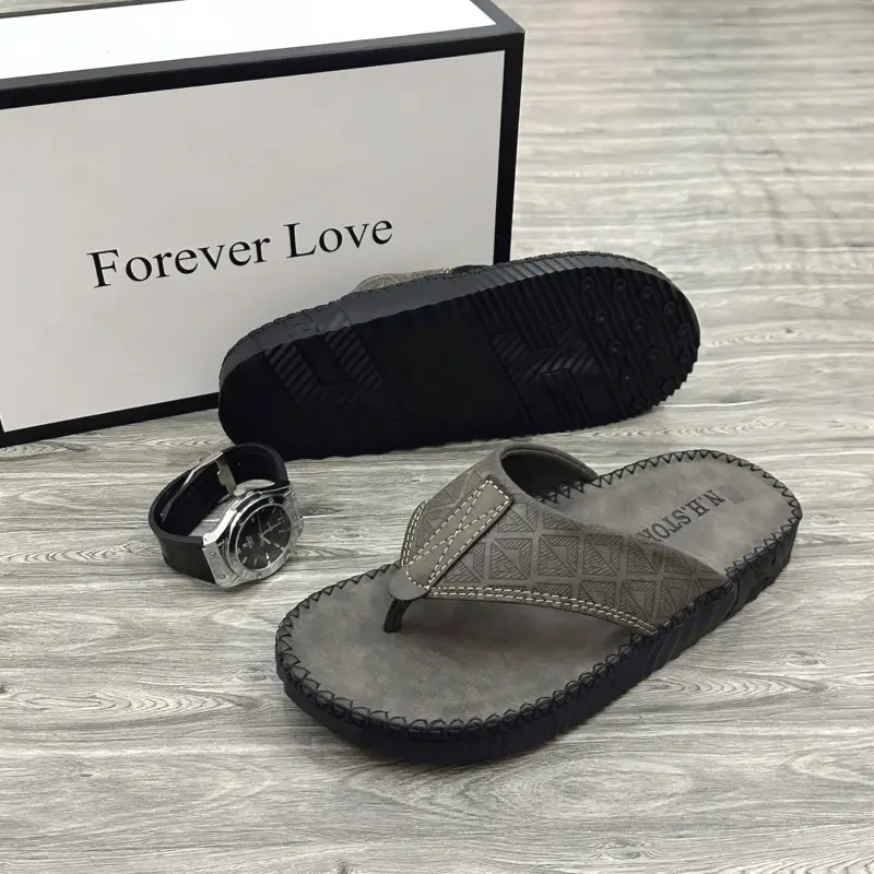 Dép Quai Kẹp nam Doctor da mới. Được khâu chỉ biển xung quanh rất chắc chắn và cao cấp Nhung DéP Sandal Cao Su Sandal Cao Su Jean Đế Bằng 5