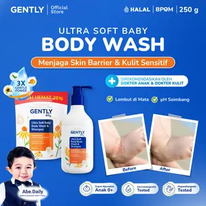 GENTLY Baby Ultra Soft Body Wash & Shampoo | Sabun Pembersih Badan dan Rambut Bayi & Anak