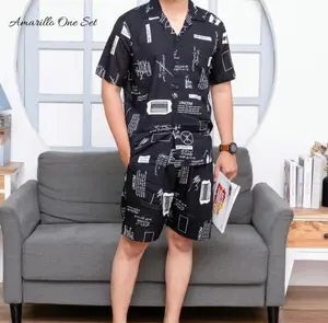 Set Kemeja Hawaiian Printing | Kemeja Oneset | Pajamas Pria | Oneset Rayon | Hawaian Set | Oneset Brillicloth