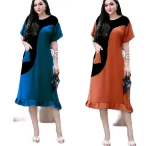Daster kringkel/ Baju daster murah/daster kombinasi /daster bumil/daster jessy terbaru kekinian Wanita Dewasa Crinkle Remaja Dress Bumil Airflow