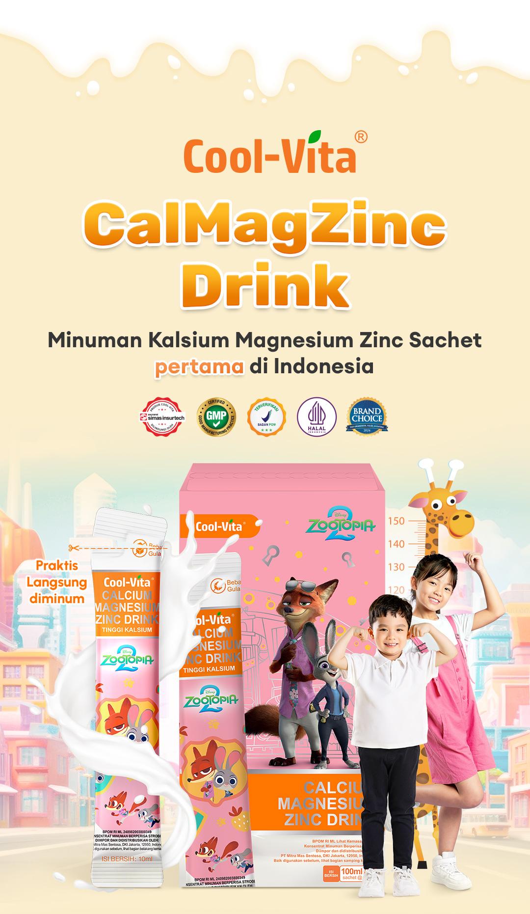 [AIO A] Cool-Vita - Disney Toy Story 5 - 2 Box CalMagZinc Drink 20 Sachet Rasa Strawberry Yogurt Kalsium Magnesium Zinc Vit D3 Suplemen Kesehatan Untuk Anak 3 Tahun dan Dewasa | Suplemen Vitamin Bantu Penuhi Nutrisi Anak | BPOM & HALAL