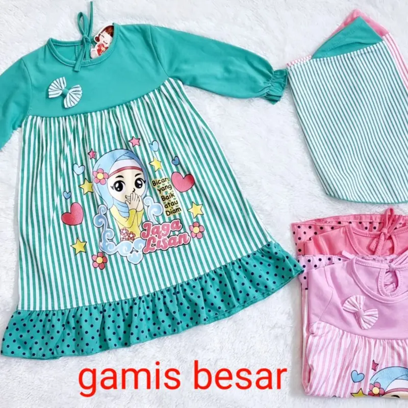 PusatKekinian / Gamis Set Kerudung 0-3 Tahun COD / Gamis Anak Perempuan / Gamis Set / Fashion Anak 0