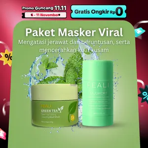 BUNDLE HEMAT - FEALI Green Tea Clay Masker Wajah 100gr + Mugwort Clay Stick Acne 40gr Hijau Komedo