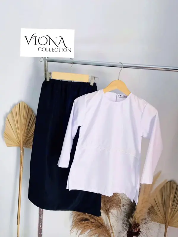 SETELAN BUSANA muslimAH ANAK HITAM PUTIH baju kancing Katun Lembut Nyaman TK SD TPA 1