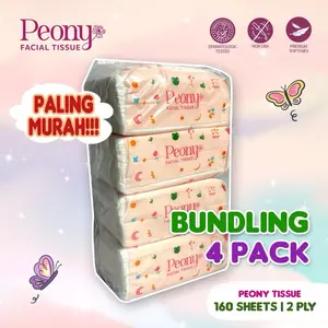 ￼(4 PACK) Facial Tissue PEONY 160 Sheets / Lembar 2ply tisue wajah super lembut