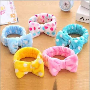 Bando bandana Pita Bulu Besar Motif Warna Variasi dengan Desain Polkadot dan Pita Lucu  Headbands Rambut korean style