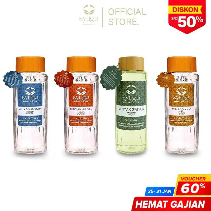 Syuga Minyak Zaitun - Perfume Body Oil dengan Vitamin E (Menyamarkan Stretch Marks dan Bekas Luka) Minyak PIjat Olive Oil | Minyak Argan | Minyak VCO | Minyak Jojoba 1