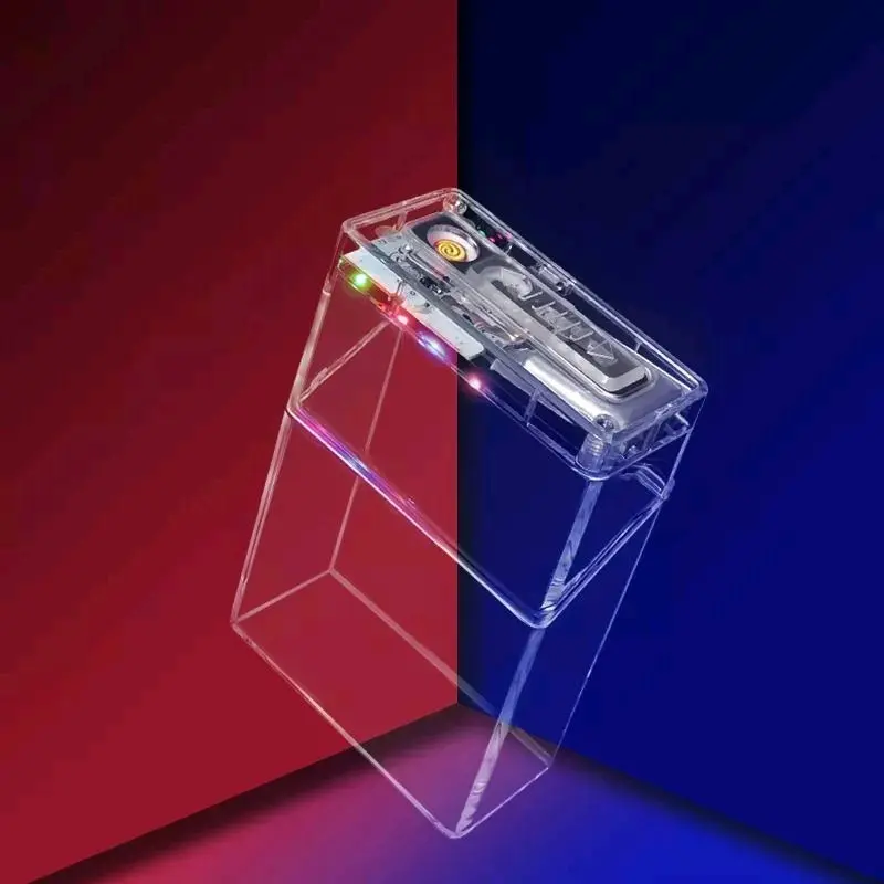 KOTAK PENYIMPANAN TRANSPARAN PLUS PEMANTIK ELEKTRIK USB CHARGER 8,8CM 3
