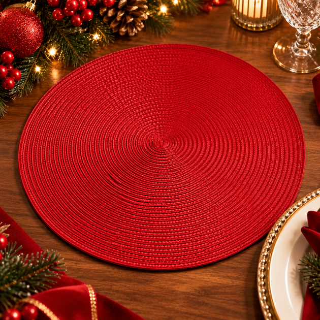 Kit Sousplat De Mesa Natalino Jogo Americano Vermelho E Verde