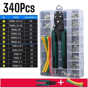 Set Lengkap 340 in 1 Tang Terminal Crimp Skun Garpu Ring Y O Tang kupas Kabel Crimping Krimping Skun