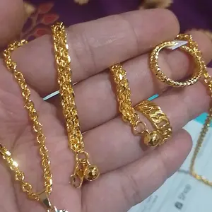 Set Perhiasan Wanita Dewasa Set Perhiasan Nuri set perhiasan Fashion Mewah Emas Titanium