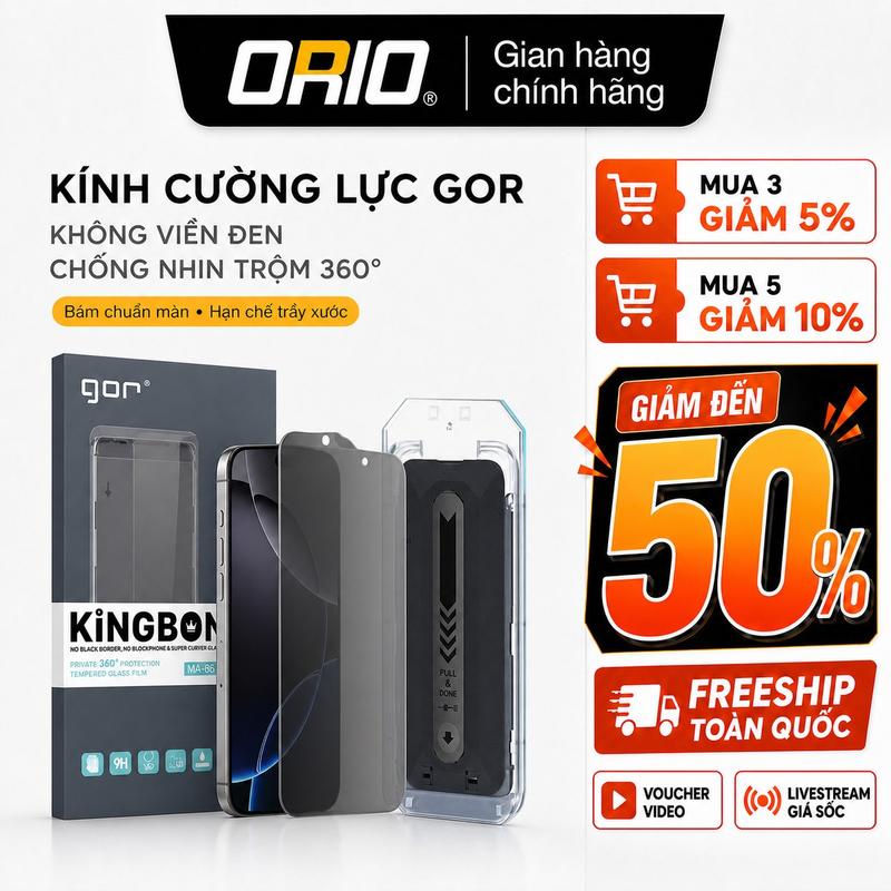 Kính Cường Lực iPhone Khung Tự Dán GOR Không Viền Tự Lấy Bụi Full Màn Cảm Ứng Mượt Mà Bảo Vệ Toàn Diện