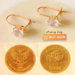Anting Wanita Terbaru Model Desi Gold Terbuat Dari Koin 1991 Elegan Anti Karat Earrings