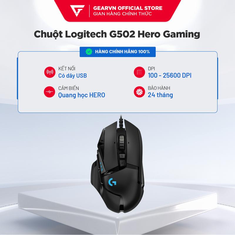 Chuột Gaming LOGITECH G502 Hero (RGB/25000dpi/11nút) Giá Rẻ BH 24 tháng