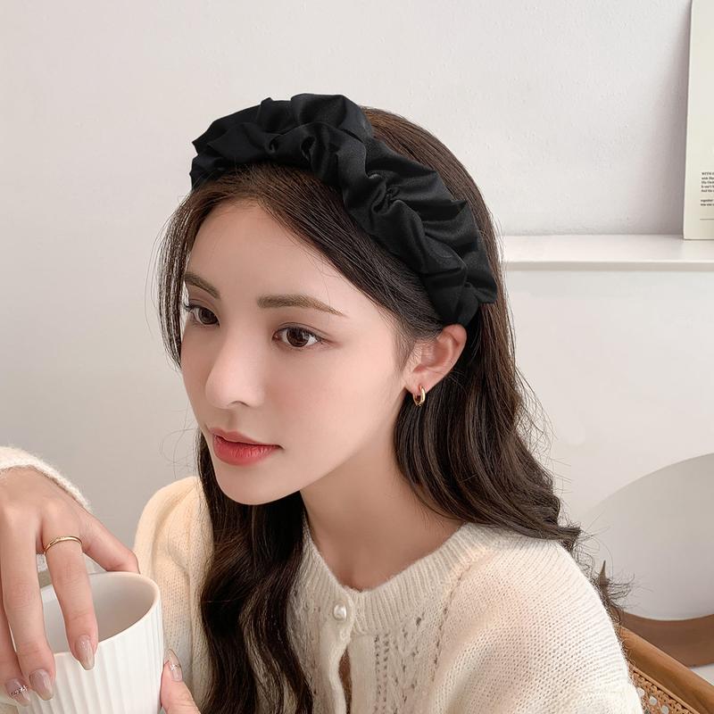 Product Introduction of Băng Đô Xếp Ly Rộng, Phụ Nữ Phong Cách, Thời Trang, Chất Liệu Satin Trơn Và Mềm Mại, Mũ Cổ Điển Phụ Kiện Tóc 2