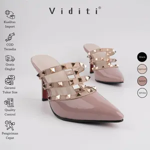 Viditi Milano Mules 7 cm Sepatu Import Wanita | Kerja | Kuliah | Wisuda | Pesta | Kantor Shoes Shoes