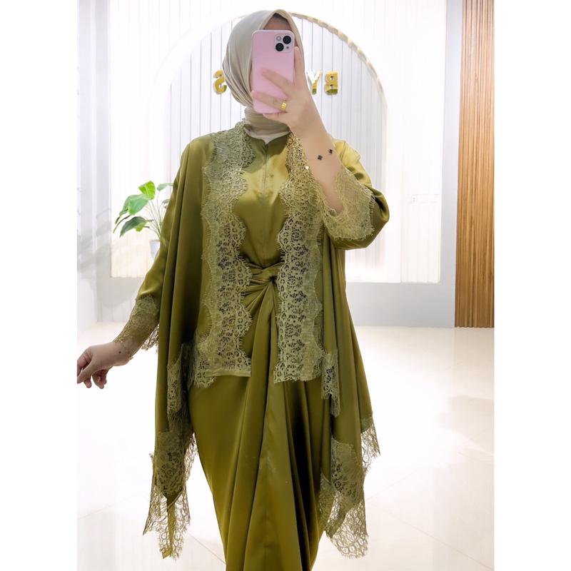 Product Introduction of SET OUTER FUJI dress lebaran/ kodangan pesta termurahhh baju kondangan kekinian baju one set outer set brukat mewah wanita baju bridesmaid wanita Muslim Panjang Gamis Setelan 2