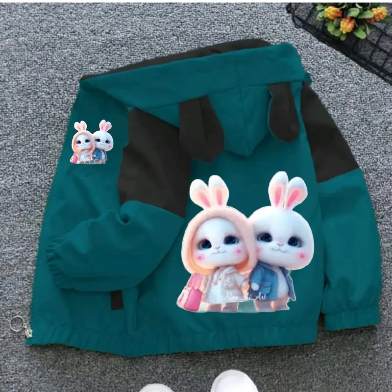 jaket hoodie anak kombinasi bergambar kelinci imut&lucu paling banyak dicari bahan bagus jaket waterproof jaket musim dingin jaket untuk anak perempuan umur 1-12 tahun Bayi 8