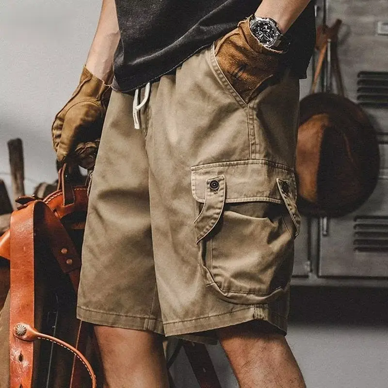 Japanese style cargo shorts for men plus size straight leg casual retro shorts for big and tall men M-8XL