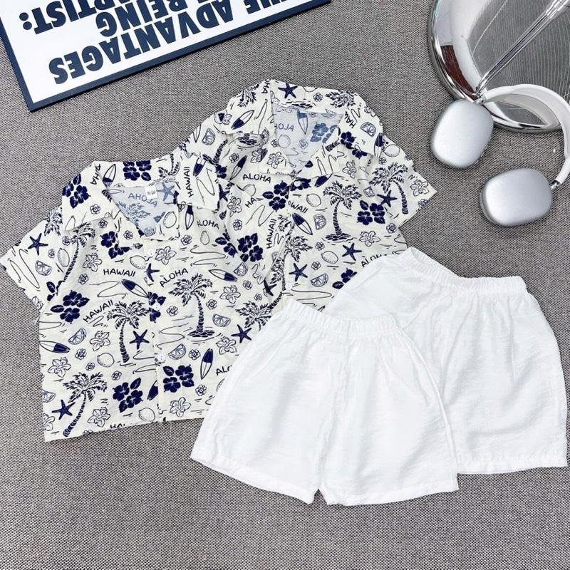 [DEAL TẶNG KÍNH TRÊN LIVE] Bộ quần áo trẻ em mùa hè, Set bộ đi biển cho bé trai, chát đũi, đi du lịch đi chơi size từ 8kg đến 30k