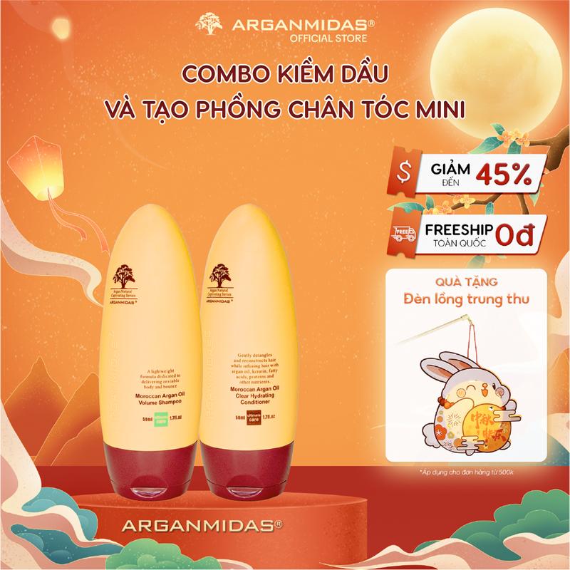 Bộ Dầu Gội Dầu Xả Trải Nghiệm Kiềm Dầu 50ml Thương Hiệu Quốc Tế ARGANMIDAS Tạo Phồng Chân Tóc