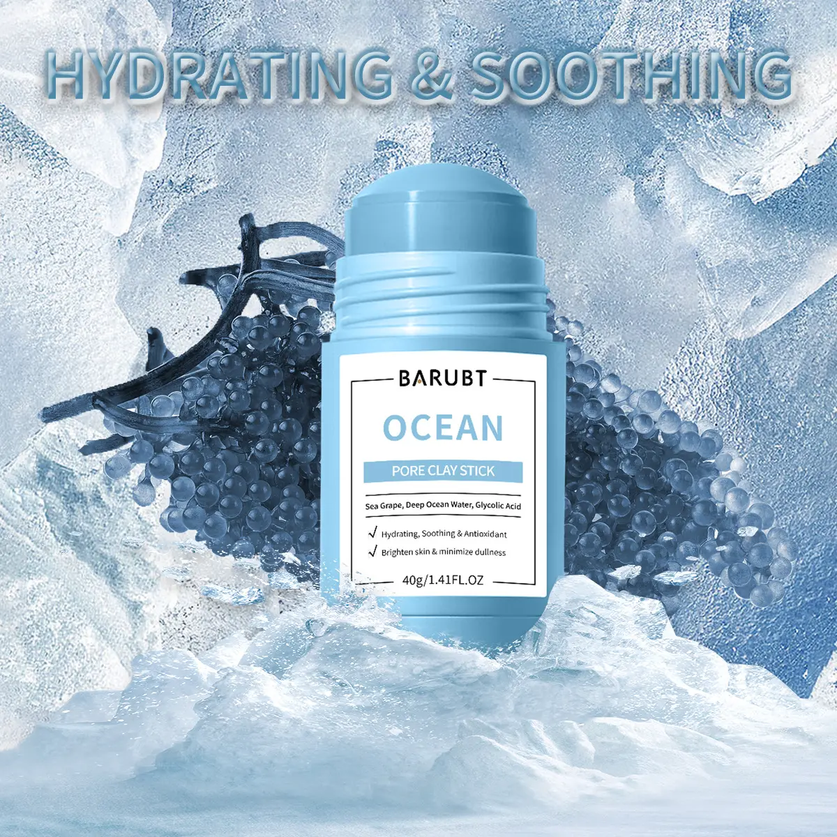 [New Launch]BARUBT OCEAN Bright Boost Clay Stick Clay Mask brightening relieves rednes dull skin glass skin niacinamide Skin Repair Comfort Skincare brightening pinkstick brightening collagen mask dermacare baby wettissue baby  lotion baby  lotion  soap