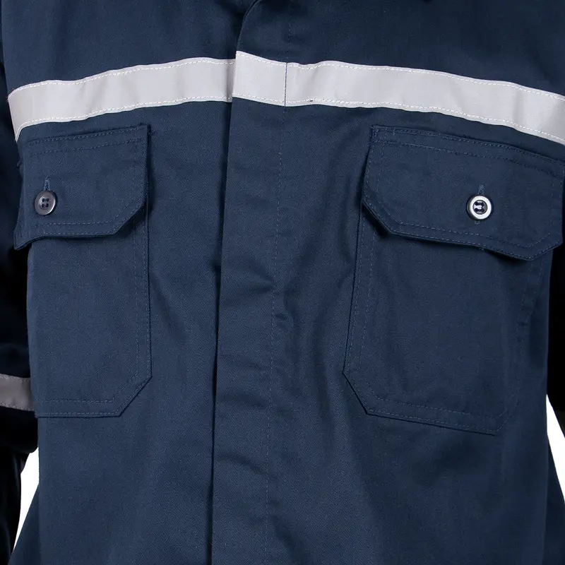 Eliter Workwear - Baju Safety Wearpack Navy Proyek Pria Lengan Panjang Kerja Lapangan Tambang Cargo K3 Cream Krem Hitam 3