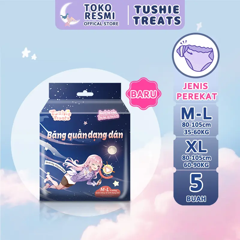 【JENIS PEREKAT】Tushie Treats -Celana menstruasi, pembalut panty yang sangat lembut dan sangat menyerap, tersedia dalam ukuran M-XL (setara dengan 35-90KG)
