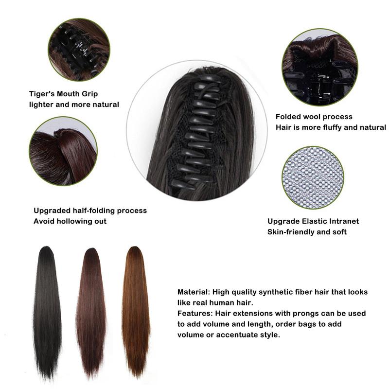 Product Introduction of High Ponytail Hair Clip Long Straight Hair Extensions Wig 28