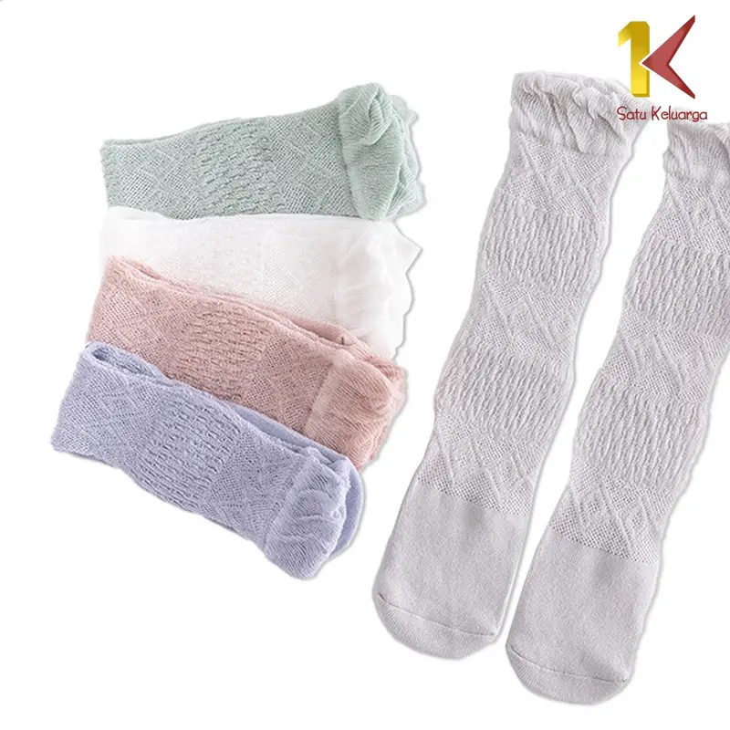 [COD] SK P211 Kaus Kaki Panjang Anak  Polos Model Jaring Korea Anti NyamukLucu Nyaman 7