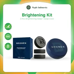 BROMEN BRIGHTENING SOAP ISI 3 @20GR + SOAPCASE - Sabun Wajah Kusam  Mencerahkan  - Skincare Perawatan Pencerah Wajah Muka Cowok Travel Kits Cleansing