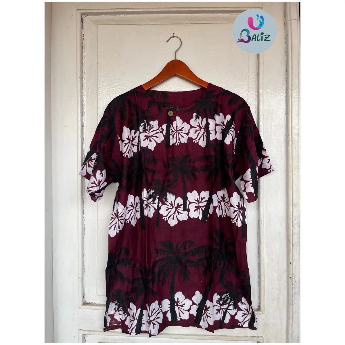Baju pantai motif bunga kelapa - baju bali - baju santai - kaos bali - kaos pantai - kaos santai - baju rumahan - kaos rumahan
