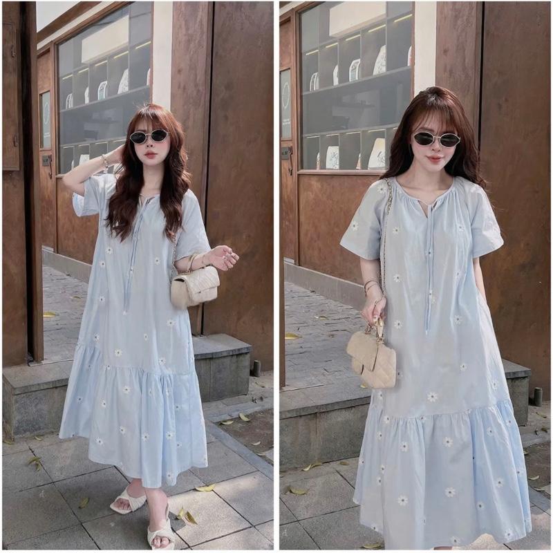 [ Váy Hoa - H10] Váy Hoa Babydoll Dáng Dài 1 Màu Dễ Thương