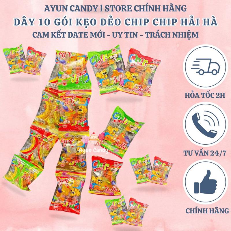 DÂY 10 GÓI Kẹo Dẻo Chip Chip Hải Hà Kẹo Dẻo Hương Trái Cây Mix Vị