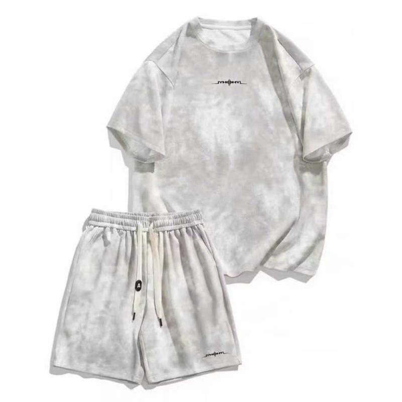 Bộ quần áo nam nữ AMYCHY ngắn tay cổ tròn in chữ YHHY chất vải cotton lạnh co giãn mềm mại, thời trang trẻ trung phong cách - Menswear